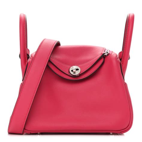 HERMES Swift Verso Mini Lindy 20 Framboise Rouge Sellier 